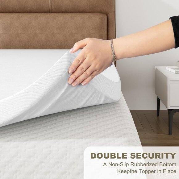 Zenzy 3" Twin XL Bamboo Mattress Topper Cover, Oeko-TEX Certified - Picture 6 of 7